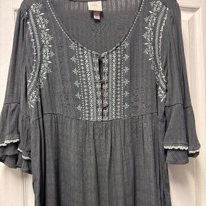 Knox Rose Embroidered Women's Blouse, XL